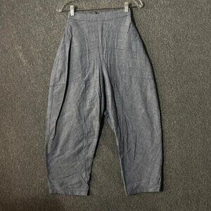 Alpha60 Women's Size XXS Blue High Rise Straight Leg Cropped Lagenlook Pants